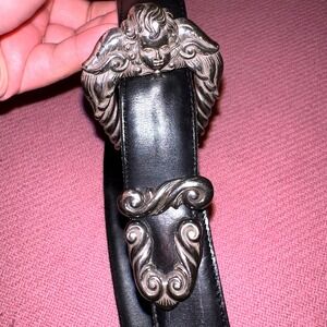 Vintage 1995 Brighton Leather Belt cherub buckle L A3013 S/M